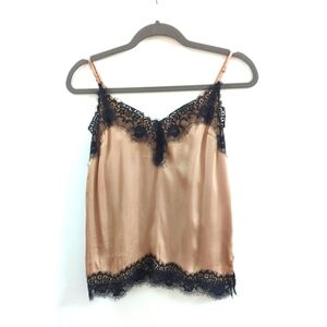 H&M Champagne Camisole With Black Lace Trim Women's Size 8